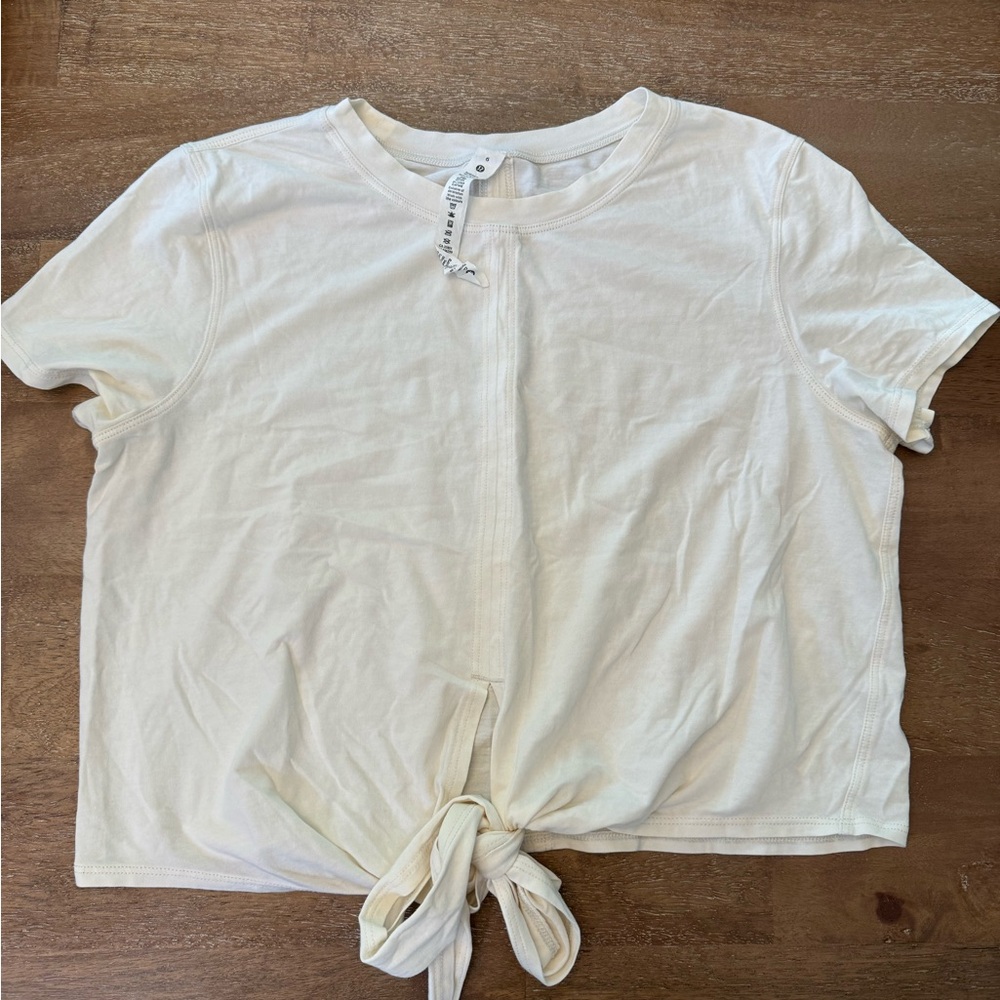 White Lululemon shirt with tie front